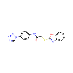 O=C(CSc1nc2ccccc2o1)Nc1ccc(-n2cnnn2)cc1 ZINC000005876711