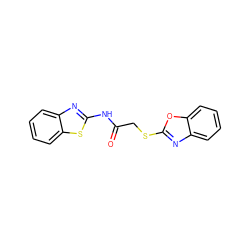 O=C(CSc1nc2ccccc2o1)Nc1nc2ccccc2s1 ZINC000000051638