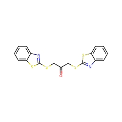 O=C(CSc1nc2ccccc2s1)CSc1nc2ccccc2s1 ZINC000001029672