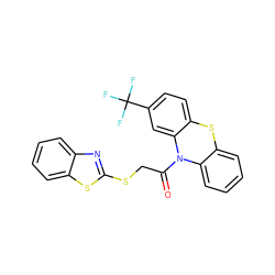 O=C(CSc1nc2ccccc2s1)N1c2ccccc2Sc2ccc(C(F)(F)F)cc21 ZINC000002060893