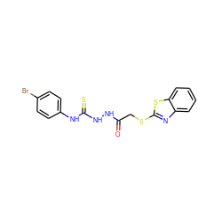 O=C(CSc1nc2ccccc2s1)NNC(=S)Nc1ccc(Br)cc1 ZINC000002913885