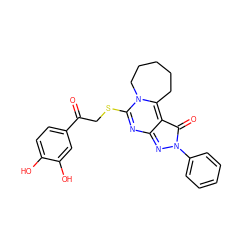 O=C(CSc1nc2nn(-c3ccccc3)c(=O)c-2c2n1CCCCC2)c1ccc(O)c(O)c1 ZINC000002628213