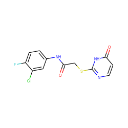 O=C(CSc1nccc(=O)[nH]1)Nc1ccc(F)c(Cl)c1 ZINC000018062798