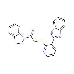 O=C(CSc1ncccc1-c1nc2ccccc2[nH]1)N1CCc2ccccc21 ZINC000001329493