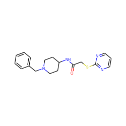 O=C(CSc1ncccn1)NC1CCN(Cc2ccccc2)CC1 ZINC000013470605