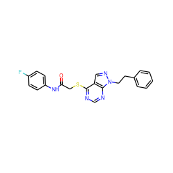 O=C(CSc1ncnc2c1cnn2CCc1ccccc1)Nc1ccc(F)cc1 ZINC000000646851