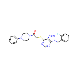 O=C(CSc1ncnc2c1nnn2Cc1ccccc1F)N1CCN(c2ccccc2)CC1 ZINC000004056938