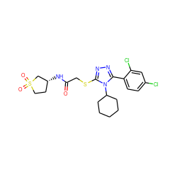 O=C(CSc1nnc(-c2ccc(Cl)cc2Cl)n1C1CCCCC1)N[C@@H]1CCS(=O)(=O)C1 ZINC000003412873