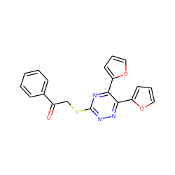 O=C(CSc1nnc(-c2ccco2)c(-c2ccco2)n1)c1ccccc1 ZINC000001221516