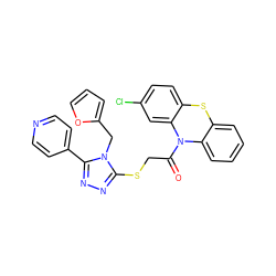 O=C(CSc1nnc(-c2ccncc2)n1Cc1ccco1)N1c2ccccc2Sc2ccc(Cl)cc21 ZINC000008828623