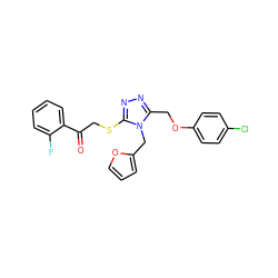 O=C(CSc1nnc(COc2ccc(Cl)cc2)n1Cc1ccco1)c1ccccc1F ZINC000003427592