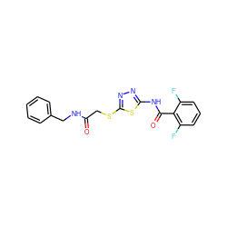 O=C(CSc1nnc(NC(=O)c2c(F)cccc2F)s1)NCc1ccccc1 ZINC000008822704