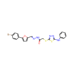 O=C(CSc1nnc(Nc2ccccc2)s1)N/N=C/c1ccc(-c2ccc(Br)cc2)o1 ZINC001772648630