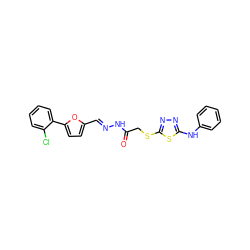 O=C(CSc1nnc(Nc2ccccc2)s1)N/N=C/c1ccc(-c2ccccc2Cl)o1 ZINC001772637857