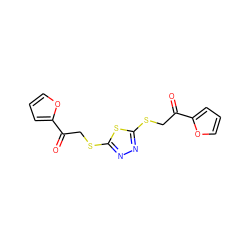 O=C(CSc1nnc(SCC(=O)c2ccco2)s1)c1ccco1 ZINC000003258821