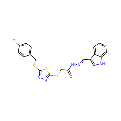 O=C(CSc1nnc(SCc2ccc(Cl)cc2)s1)N/N=C/c1c[nH]c2ccccc12 ZINC000001805432