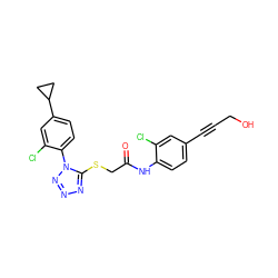 O=C(CSc1nnnn1-c1ccc(C2CC2)cc1Cl)Nc1ccc(C#CCO)cc1Cl ZINC000028823601