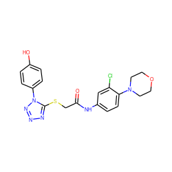 O=C(CSc1nnnn1-c1ccc(O)cc1)Nc1ccc(N2CCOCC2)c(Cl)c1 ZINC000001270214