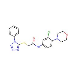 O=C(CSc1nnnn1-c1ccccc1)Nc1ccc(N2CCOCC2)c(Cl)c1 ZINC000002836886