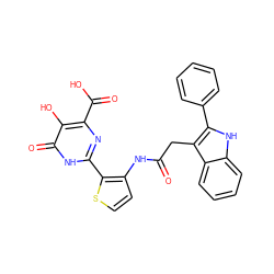 O=C(Cc1c(-c2ccccc2)[nH]c2ccccc12)Nc1ccsc1-c1nc(C(=O)O)c(O)c(=O)[nH]1 ZINC000003583268