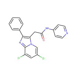 O=C(Cc1c(-c2ccccc2)nc2c(Cl)cc(Cl)cn12)Nc1ccncc1 ZINC000013607400