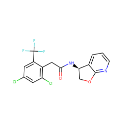 O=C(Cc1c(Cl)cc(Cl)cc1C(F)(F)F)N[C@@H]1COc2ncccc21 ZINC000146486073