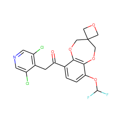 O=C(Cc1c(Cl)cncc1Cl)c1ccc(OC(F)F)c2c1OCC1(COC1)CO2 ZINC000116878974