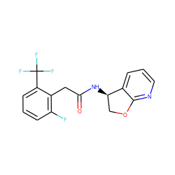 O=C(Cc1c(F)cccc1C(F)(F)F)N[C@@H]1COc2ncccc21 ZINC000146584287