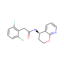 O=C(Cc1c(F)cccc1Cl)N[C@@H]1CCOc2ncccc21 ZINC000146647960