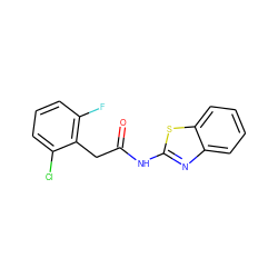 O=C(Cc1c(F)cccc1Cl)Nc1nc2ccccc2s1 ZINC000002623072