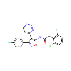 O=C(Cc1c(F)cccc1Cl)Nc1onc(-c2ccc(F)cc2)c1-c1ccncn1 ZINC000035951746