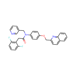 O=C(Cc1c(F)cccc1F)N(Cc1cccnc1)c1ccc(OCc2ccc3ccccc3n2)cc1 ZINC000095579821