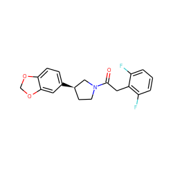 O=C(Cc1c(F)cccc1F)N1CC[C@@H](c2ccc3c(c2)OCO3)C1 ZINC000575606167