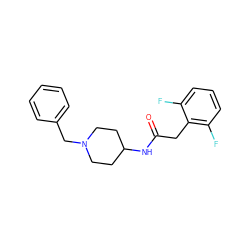 O=C(Cc1c(F)cccc1F)NC1CCN(Cc2ccccc2)CC1 ZINC000013779904