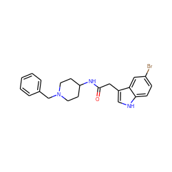 O=C(Cc1c[nH]c2ccc(Br)cc12)NC1CCN(Cc2ccccc2)CC1 ZINC000013470598