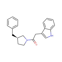 O=C(Cc1c[nH]c2ccccc12)N1CC[C@@H](Cc2ccccc2)C1 ZINC000029228142