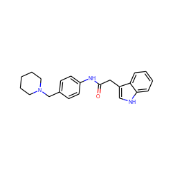 O=C(Cc1c[nH]c2ccccc12)Nc1ccc(CN2CCCCC2)cc1 ZINC000096914941