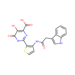 O=C(Cc1c[nH]c2ccccc12)Nc1ccsc1-c1nc(C(=O)O)c(O)c(=O)[nH]1 ZINC000003583403