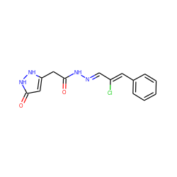 O=C(Cc1cc(=O)[nH][nH]1)N/N=C/C(Cl)=C/c1ccccc1 ZINC000000548710