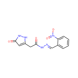 O=C(Cc1cc(=O)[nH][nH]1)N/N=C/c1ccccc1[N+](=O)[O-] ZINC000018168683