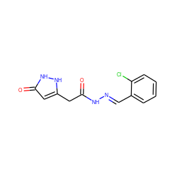 O=C(Cc1cc(=O)[nH][nH]1)N/N=C/c1ccccc1Cl ZINC000000522938