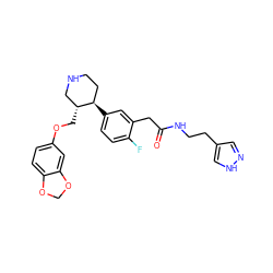 O=C(Cc1cc([C@@H]2CCNC[C@H]2COc2ccc3c(c2)OCO3)ccc1F)NCCc1cn[nH]c1 ZINC001772654088