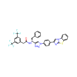 O=C(Cc1cc(C(F)(F)F)cc(C(F)(F)F)c1)N[C@@H](Cc1ccccc1)c1cn(-c2ccc(-c3cn4c(n3)sc3ccccc34)cc2)nn1 ZINC000084652552