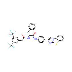 O=C(Cc1cc(C(F)(F)F)cc(C(F)(F)F)c1)N[C@H](Cc1ccccc1)C(=O)Nc1ccc(-c2cn3c(n2)sc2ccccc23)cc1 ZINC000068251379