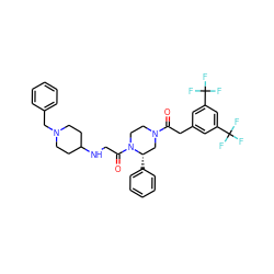 O=C(Cc1cc(C(F)(F)F)cc(C(F)(F)F)c1)N1CCN(C(=O)CNC2CCN(Cc3ccccc3)CC2)[C@@H](c2ccccc2)C1 ZINC000026848208