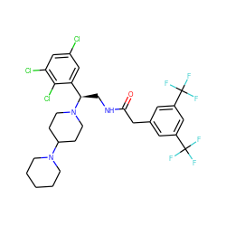 O=C(Cc1cc(C(F)(F)F)cc(C(F)(F)F)c1)NC[C@H](c1cc(Cl)cc(Cl)c1Cl)N1CCC(N2CCCCC2)CC1 ZINC000027517880