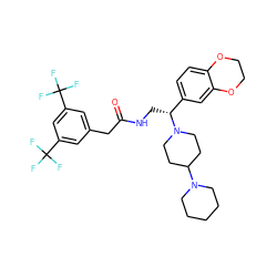 O=C(Cc1cc(C(F)(F)F)cc(C(F)(F)F)c1)NC[C@H](c1ccc2c(c1)OCCO2)N1CCC(N2CCCCC2)CC1 ZINC000027437619