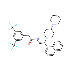 O=C(Cc1cc(C(F)(F)F)cc(C(F)(F)F)c1)NC[C@H](c1cccc2ccccc12)N1CCC(N2CCCCC2)CC1 ZINC000027518043