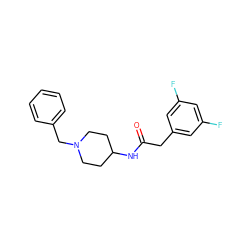 O=C(Cc1cc(F)cc(F)c1)NC1CCN(Cc2ccccc2)CC1 ZINC000013779906