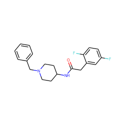 O=C(Cc1cc(F)ccc1F)NC1CCN(Cc2ccccc2)CC1 ZINC000013779903